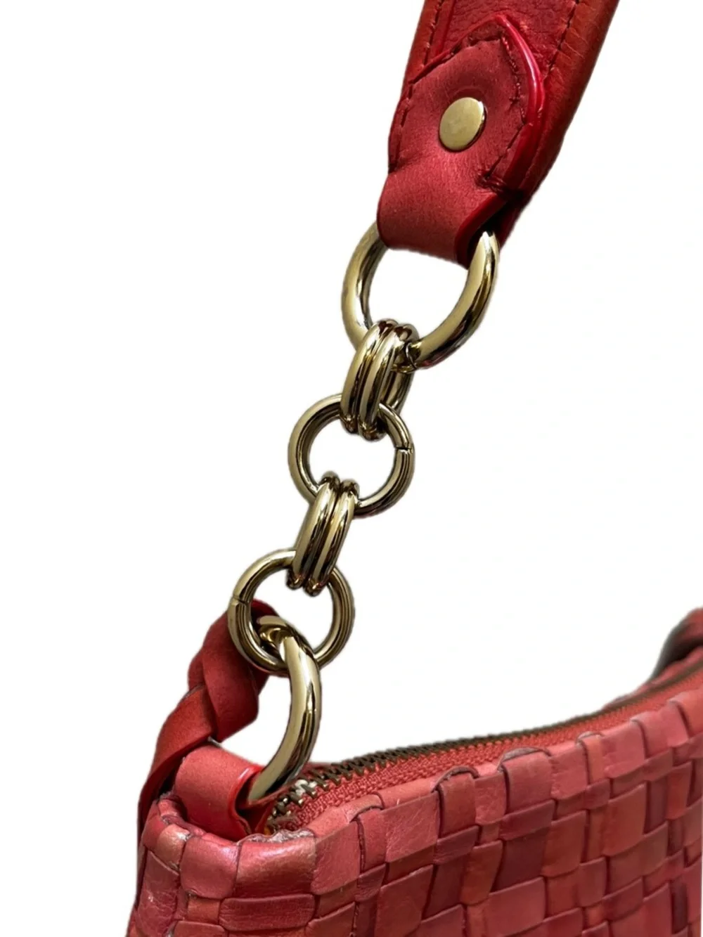 Elliott Lucca Intreccio III Woven Coral Orange Handbag - Picture 14 of 14